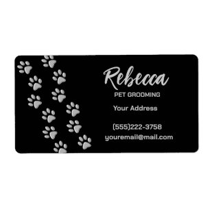 Étiquette Nouveau Motif de pattes de chien en argent Service