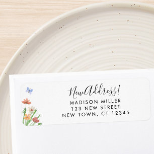Étiquette Nouvelle adresse de Wildflower Adresse de retour