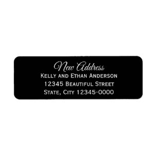 Étiquette Nouvelle Adresse Élégante Blanche et Noire