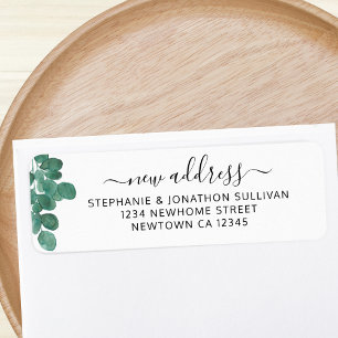Étiquette Nouvelle adresse Eucalyptus Green Adresse de retou