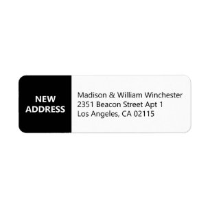 Étiquette Nouvelle adresse moderne audacieux noir et blanc p
