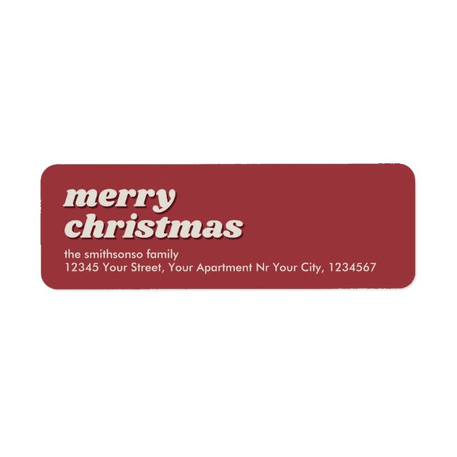 Étiquette Nouvelle adresse rétro joyeux Noël (Devant)