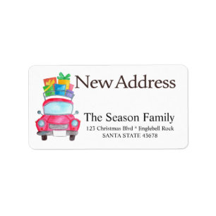 Étiquette Nouvelle adresse Voiture et cadeaux de Noël