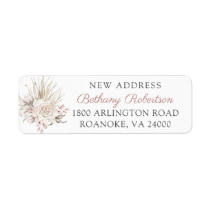 Étiquette Nouvelle maison Boho Rose Roses Eucalyptus Adresse