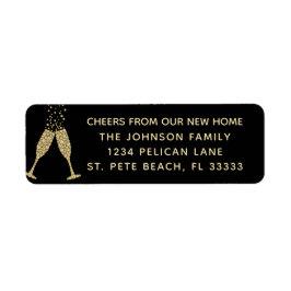 Étiquette Nouvelle maison Champagne Toast Gold Black Adresse