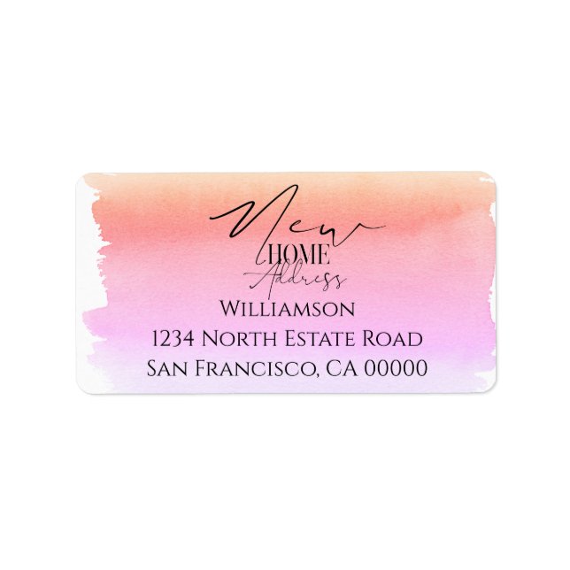 Étiquette Nouvelle maison Moderne Aquarelle Nouvelle adresse (Devant)