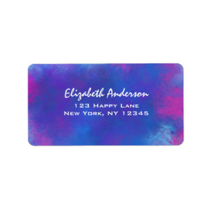 Étiquette Nuages Abstraits rêvés en violet rose et bleu