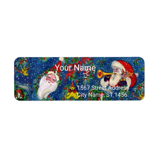 ÉTIQUETTE NUIT DE NOËL, SANTA CLAUS BUGLER, JOUETS, RIBBONS (Devant)
