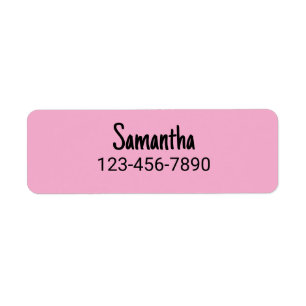 Étiquette Numéro de téléphone du nom simple rose pâle et noi