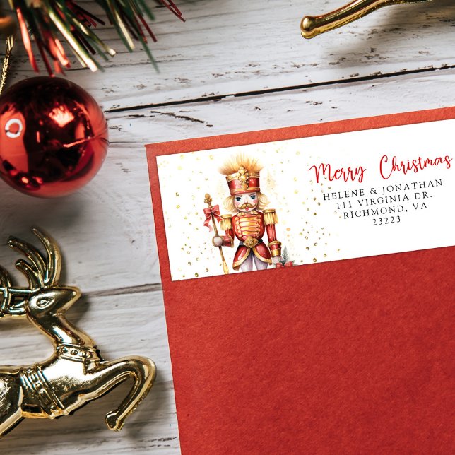 Étiquette Nutcracker Joyeux Noël Adresse de retour (Nutcracker Merry Christmas Return Address Label
)