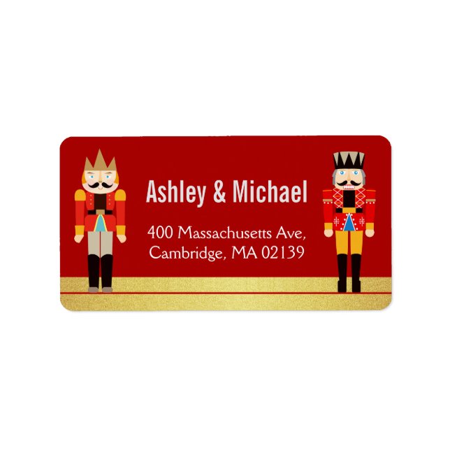 Étiquette Nutcracker Noël Holiday Red Gold Parties scintilla (Devant)