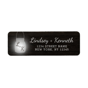 Étiquette Oak Ridge Rustic Dark Wood Mariage Adresse de reto