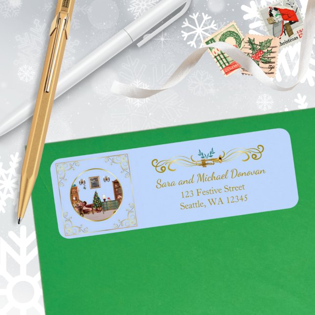 Étiquette Ode to The Nutcracker Blue Tile Address Label (Créateur téléchargé)