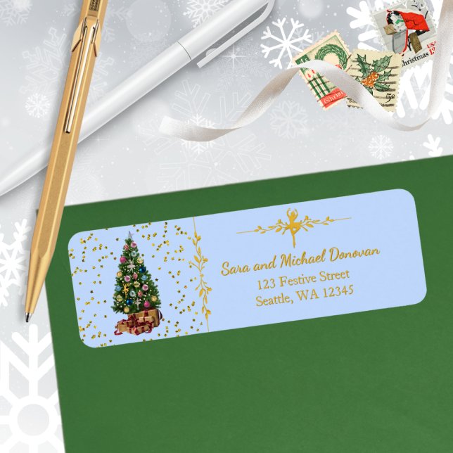 Étiquette Ode to The Nutcracker Tree Blue Address Label (Créateur téléchargé)