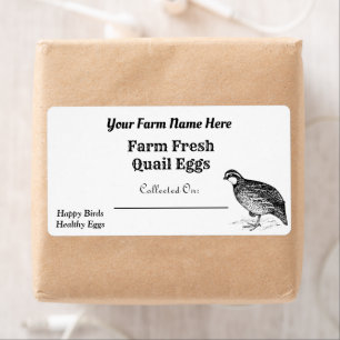Étiquette Oeufs de caille blanc Bob frais de ferme Carton bl