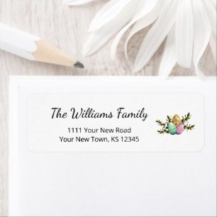 Étiquette Oeufs de Pâques décorés Coloré Adresse de retour