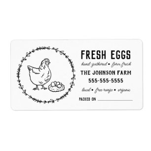 Étiquette Oeufs de poules   Vintage Nom de la ferme Étiquett