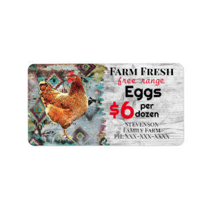 Étiquette Oeufs Fraîches De Ferme Plage Libre À Vendre Poule