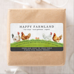 Étiquette Oeufs frais de la ferme Poulets aquarelle Champ