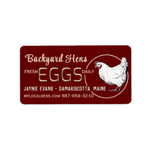 Étiquette OEufs frais d'or embouteillé Blanc Hen sur Grange