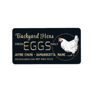 Étiquette OEufs frais d'or embouteillé Blanc Hen sur Noir