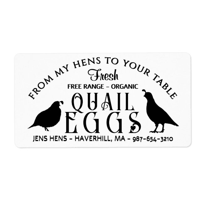 Étiquette OEUFS PERSONNALISÉS LOGO DE CARTON OEufs de caille (Devant)