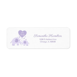 Étiquette Oh Bébé Violet Éléphant Mignon Baby Shower
