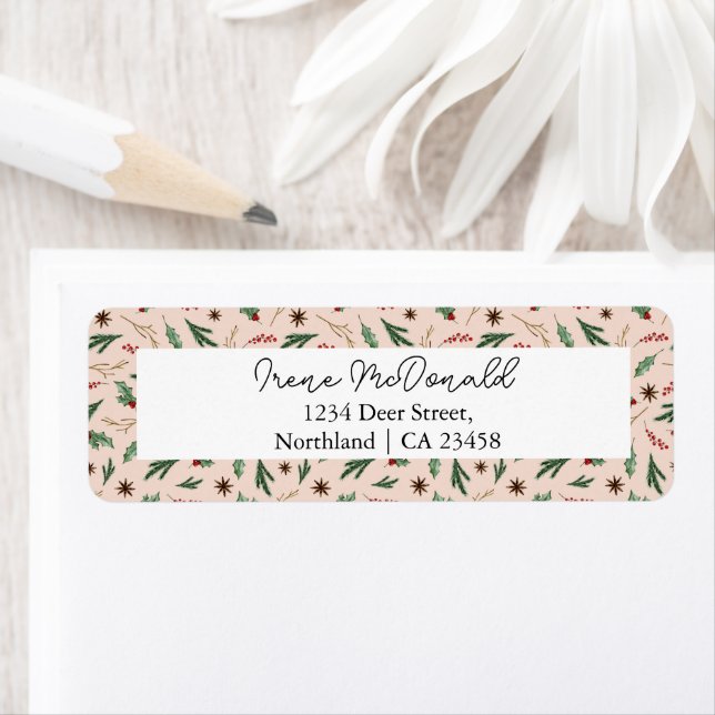 Étiquette Oh Deer Winter Greenery Cream Adresse de retour (En situation)