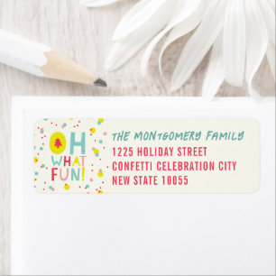 Étiquette Oh What Fun Confetti Dots Holiday Adresse de retou