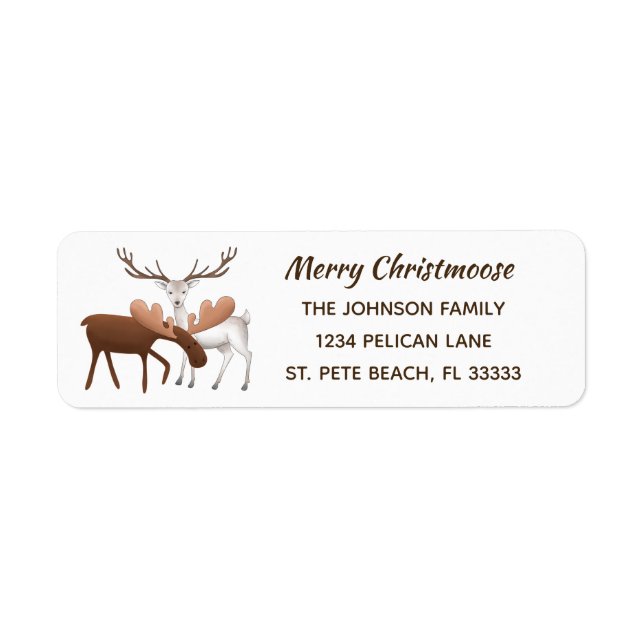Étiquette Oie des bois et cerfs Joyeux Christmoose (Devant)