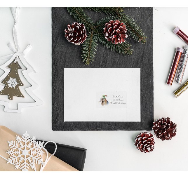 Étiquette Oiseau Kiwi mignon en Casquette elfe de Noël, cout (Créateur téléchargé)