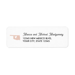 Étiquette OKLAHOMA State Map with Heart - N'IMPORTE QUELLE C