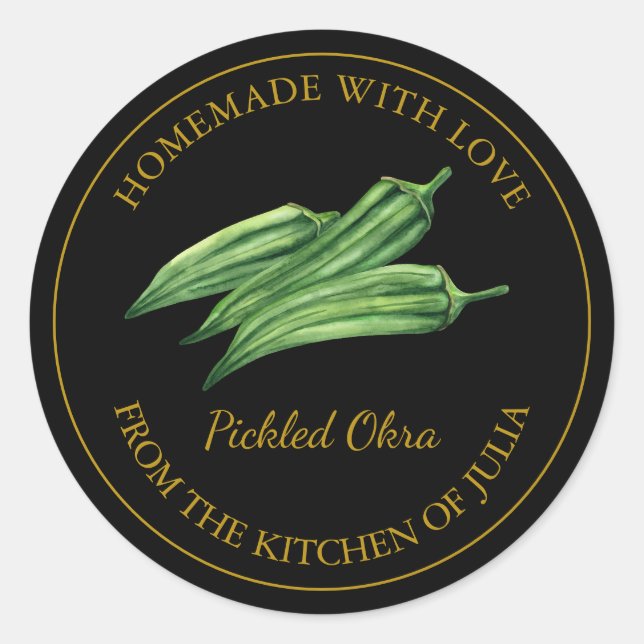 Étiquette Okra Picked Gold fait maison | Noir (Devant)