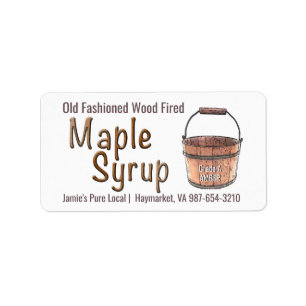 Étiquette Old Fashioned Wood Fired Tap & Bucket Maple Syrup