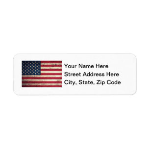 Étiquette Old wooden American Flag