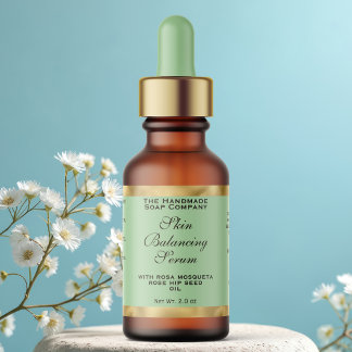 Étiquette Olive Green & Gold Small Dropper Bottle Label 