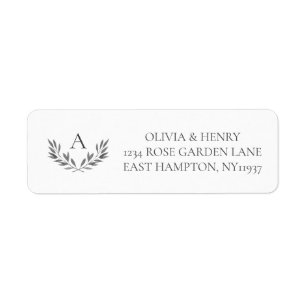 Étiquette Olivia Elegant Simple Grey Monogram Adresse de ret