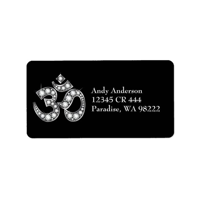 Étiquette Om Symbole with "Diamond" Stones (Devant)
