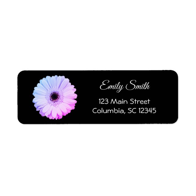 Étiquette Ombre Gerbera Daisy en noir | Adresse de retour (Devant)