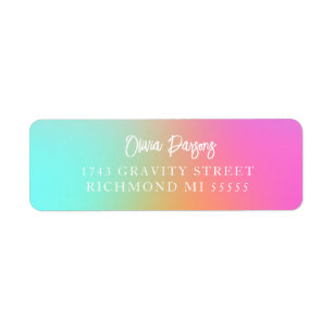 Étiquette Ombre Rainbow Gradient Lettrage Adresse scénarisée