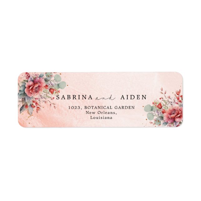 Étiquette Ombre Rose Peach | Dusty Blue Mariage (Devant)