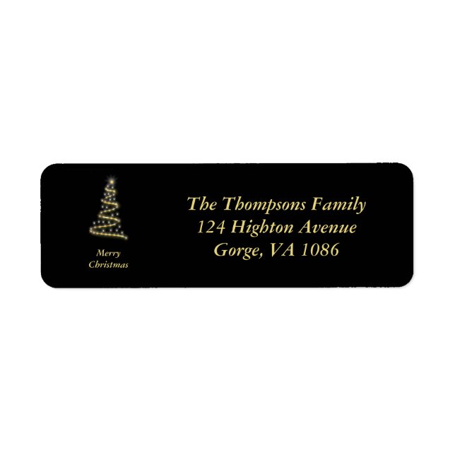 Étiquette Or brillant sapin de Noël noir (Devant)