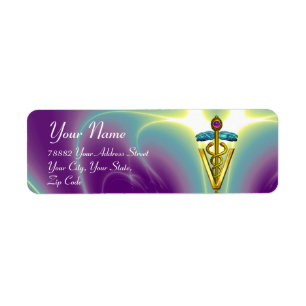 Étiquette OR CADUCUS SYMBOLE VÉTÉRINAIRE Purple Vert