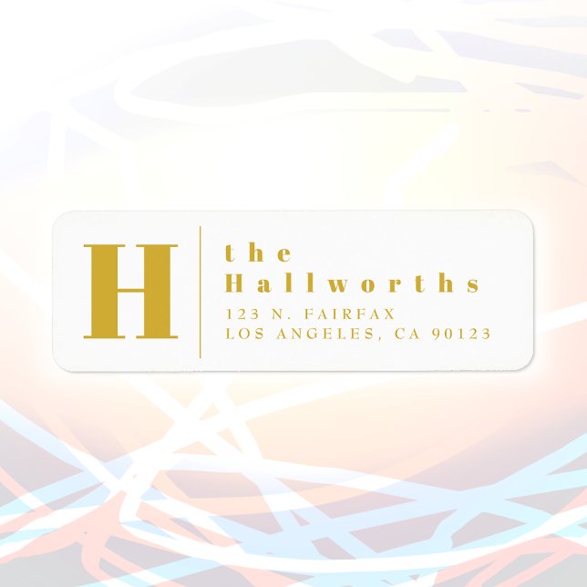 Étiquette Or et blanc | Adresse de retour en gras moderne (Créateur téléchargé)