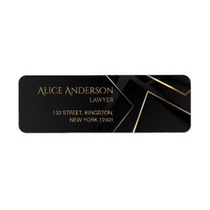 Étiquette Or noir Adresse de retour Bureau Professionnel