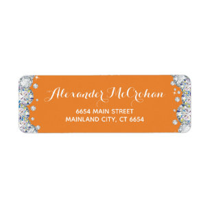 Étiquette Orange and Silver Diamond Parties scintillant Adre