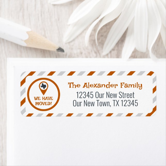 Étiquette Orange Brûlé Nous Avons Déménagé (En situation)