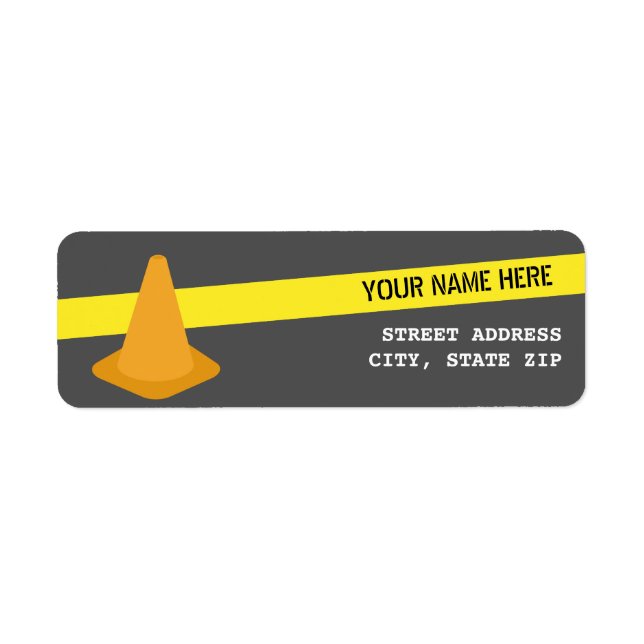 Étiquette Orange Cone + Caution Construction Bande Anniversa (Devant)