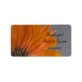 Étiquette Orange Daisy sur Grey Mariage Merci Favoriser les