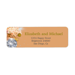 Étiquette Orange floral Elégant Eucalyptus Disco